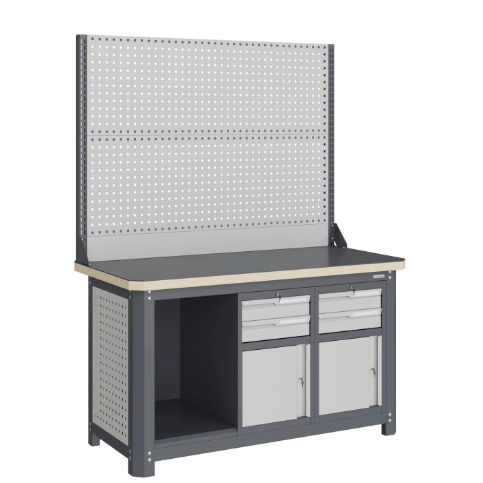 Верстак слесарный Верстакофф MCN 1552.S99.1-2, 2 тумбы, 2+2 ящика, с дв. экраном