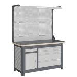 Верстак слесарный Верстакофф MCN 1552.S8L4-2F, 2 тумбы, 1+4 ящика, с дв. экраном, подсветка