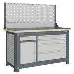 Верстак слесарный Верстакофф MCN 1552.S8L4-1, 2 тумбы, 1+4 ящика, экран