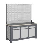 Верстак слесарный Верстакофф MCN 1552.S888-2, 3 тумбы, 1+1+1 ящика, с дв. экраном