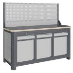 Верстак слесарный Верстакофф MCN 1552.S888-1, 3 тумбы, 1+1+1 ящика, экран