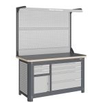 Верстак слесарный Верстакофф MCN 1552.S9L4-2F, 2 тумбы, 2+4 ящика, с дв. экраном, подсветка