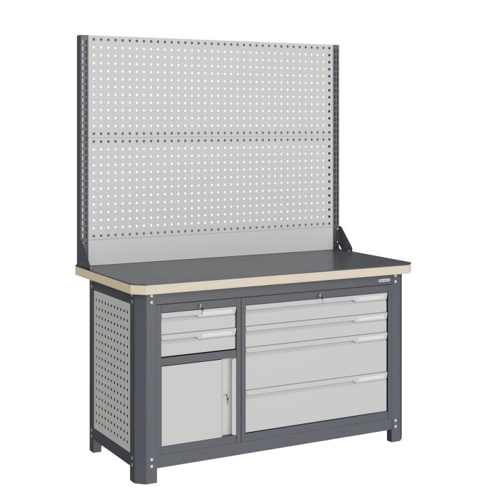 Верстак слесарный Верстакофф MCN 1552.S9L4-2, 2 тумбы, 2+4 ящика, с дв.экраном