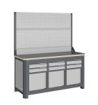 Верстак слесарный Верстакофф MCN 1552.S999-2, 3 тумбы, 2+2+2 ящика, с дв. экраном