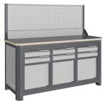 Верстак слесарный Верстакофф MCN 1552.S999-1, 3 тумбы, 2+2+2 ящика, экран