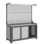 Верстак слесарный Верстакофф MCN 1552.S77.1-2F, 2 тумбы с дверцами, с дв. экраном, подсветка