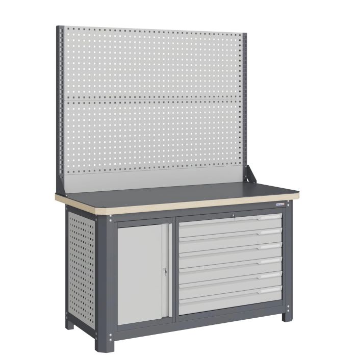 Верстак слесарный Верстакофф MCN 1552.S7L6-2, 2 тумбы, 6 ящиков, с дв. экраном