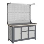 Верстак слесарный Верстакофф MCN 1552.S799-2F, 3 тумбы, 2+2 ящика, с дв. экраном, подсветка