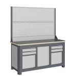 Верстак слесарный Верстакофф MCN 1552.S799-2, 3 тумбы, 2+2 ящика, с дв. экраном