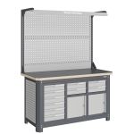 Верстак слесарный Верстакофф MCN 1552.S699-2F, 3 тумбы, 6+2+2 ящиков, с дв. экраном, подсветка