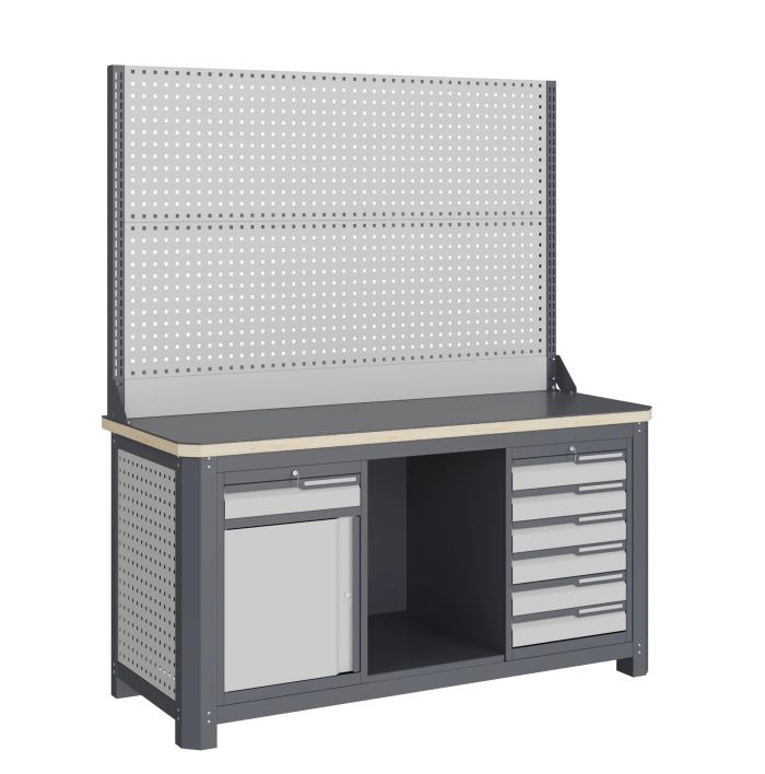 Верстак слесарный Верстакофф MCN 1552.S68.1-2, 2 тумбы, 1+6 ящиков, с дв.экраном