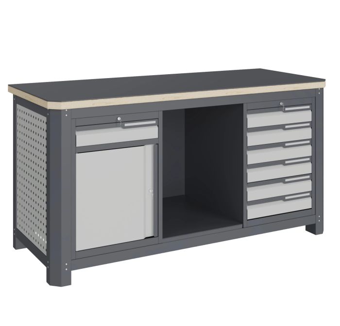 Верстак слесарный Верстакофф MCN 1552.S68.1, 2 тумбы, 1+6 ящиков
