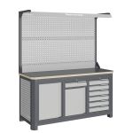 Верстак слесарный Верстакофф MCN 1552.S678-2F, 3 тумбы, 1+6 ящиков, с дв. экраном, подсветка