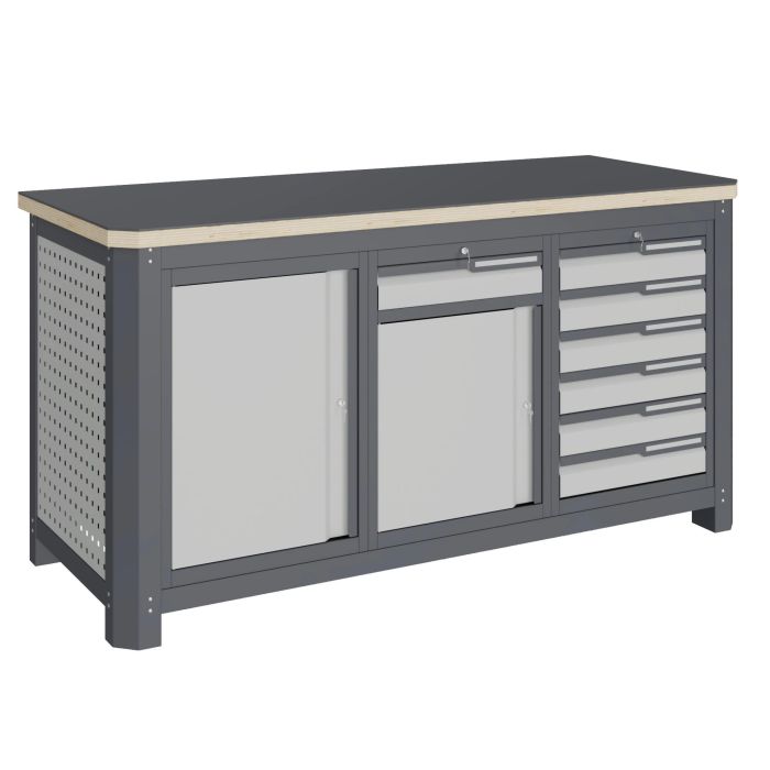 Верстак слесарный Верстакофф MCN 1552.S678, 3 тумбы, 1+6 ящиков