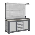 Верстак слесарный Верстакофф MCN 1552.S677-2F, 3 тумбы, 6 ящиков, с дв. экраном, подсветка