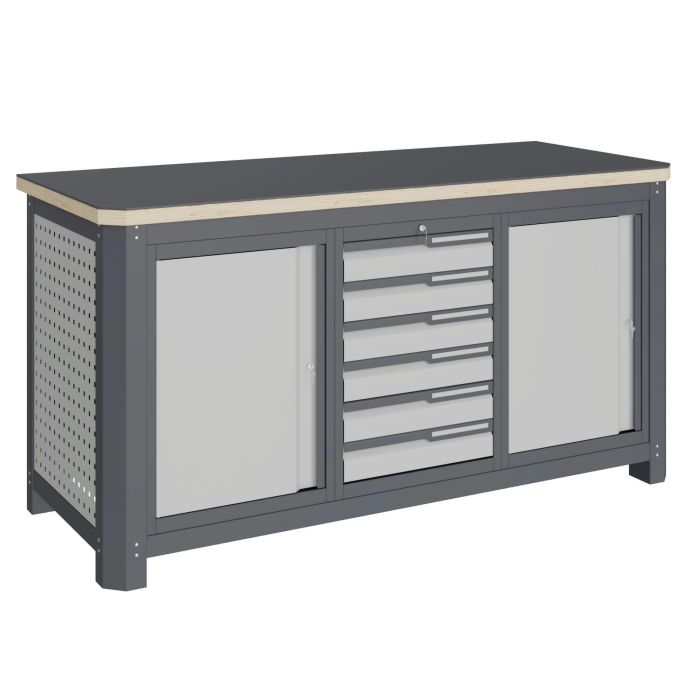 Верстак слесарный Верстакофф MCN 1552.S677, 3 тумбы, 6 ящиков