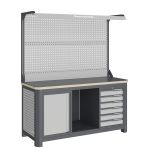 Верстак слесарный Верстакофф MCN 1552.S67.1-2F, 2 тумбы, 6 ящиков, с дв. экраном, подсветка