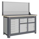 Верстак слесарный Верстакофф MCN 1552.S699-1, 3 тумбы, 6+2+2 ящиков, экран