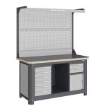 Верстак слесарный Верстакофф MCN 1552.S69.1-2F, 2 тумбы, 6+2 ящиков, с дв. экраном, подсветка
