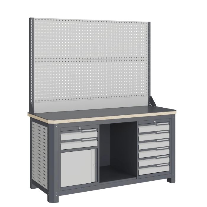 Верстак слесарный Верстакофф MCN 1552.S69.1-2, 2 тумбы, 6+2 ящиков, с дв. экраном