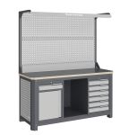 Верстак слесарный Верстакофф MCN 1552.S68.1-2F, 2 тумбы, 1+6 ящиков, с дв. экраном, подсветка