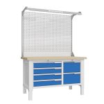 Верстак слесарный Верстакофф CTR 1402.S2L4.4-2F, 2 тумбы, 4+2 ящика, с дв. экраном, подсветка