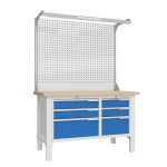 Верстак слесарный Верстакофф CTR 1402.S3L3.4-2F, 2 тумбы, 6 ящиков, с дв. экраном, подсветка