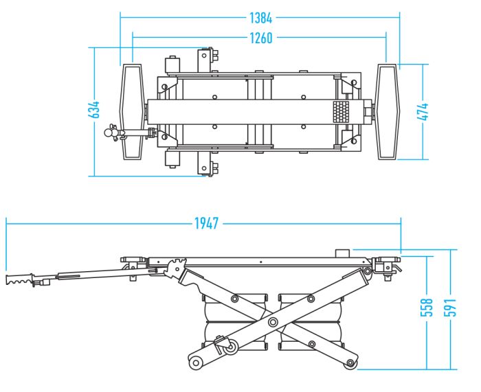 Подъемник ножничный мобильный мини Nordberg N636-2,5, 2,5т