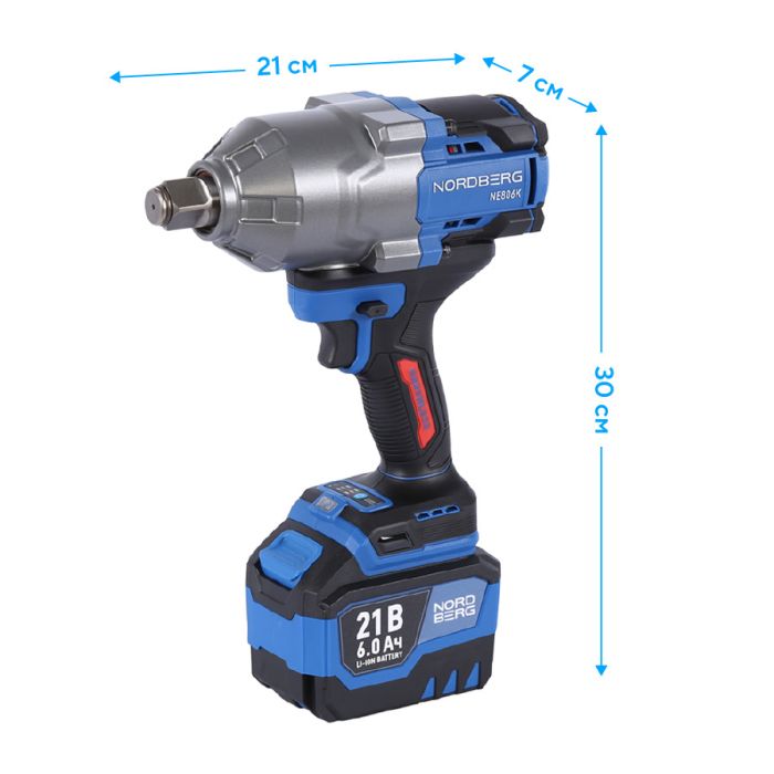 Гайковерт аккумуляторный ударный NORDBERG NE806K-3/4, 3/4", 1500 Нм, в кейсе