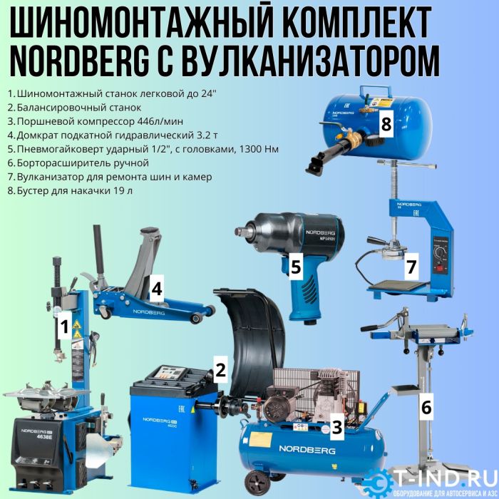 Комплект шиномонтажного оборудования Nordberg с вулканизатором