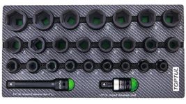Набор ударных головок 1/2'' 8-32 мм, короткие, 26 предметов в мягком ложементе (A) TOPTUL GEA0261