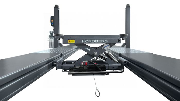 Подъемник четырехстоечный 5 тонн Nordberg 4450J_EG(M), электрогидравлический, для сход-развала, 380В, с ручной траверсой