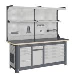 Рабочее место Верстакофф MCN 2052.S48L5-2FR, 3 тумбы, 4+1+5 ящика, дв. экран, с полками