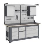 Рабочее место Верстакофф MCN 2052.S39L4-2FR, 3 тумбы, 3+2+4 ящика, дв. экран, навесные ящики