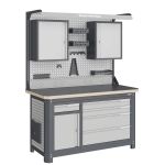 Рабочее место Верстакофф MCN 1552.S8L4-2FR, 2 тумбы, 1+4 ящика, дв.экран, навесные ящики