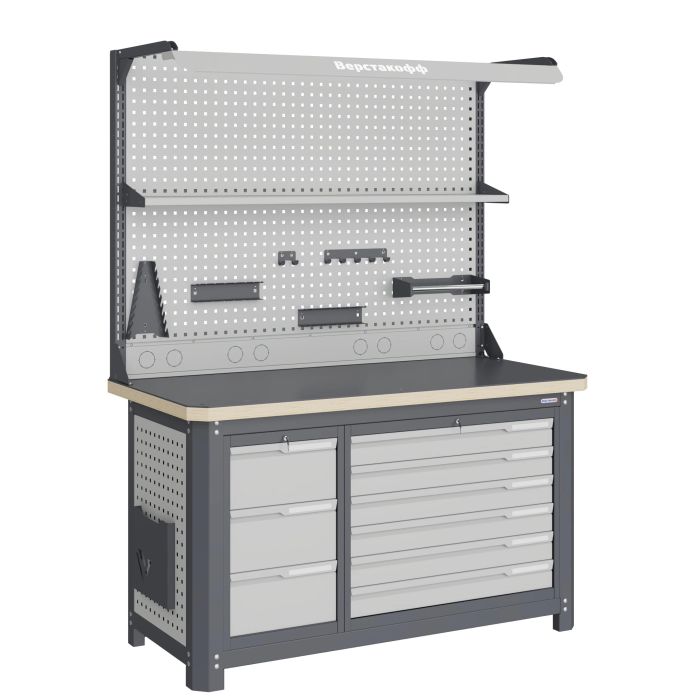 Рабочее место Верстакофф MCN 1552.S3L6-2FR, 2 тумбы, 3+6 ящиков, дв. экран