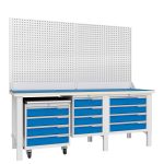 Верстак слесарный Верстакофф CTR 2232.S4L4M4.4-2, 3 тумбы, 4+4+4 ящика, с дв. экраном