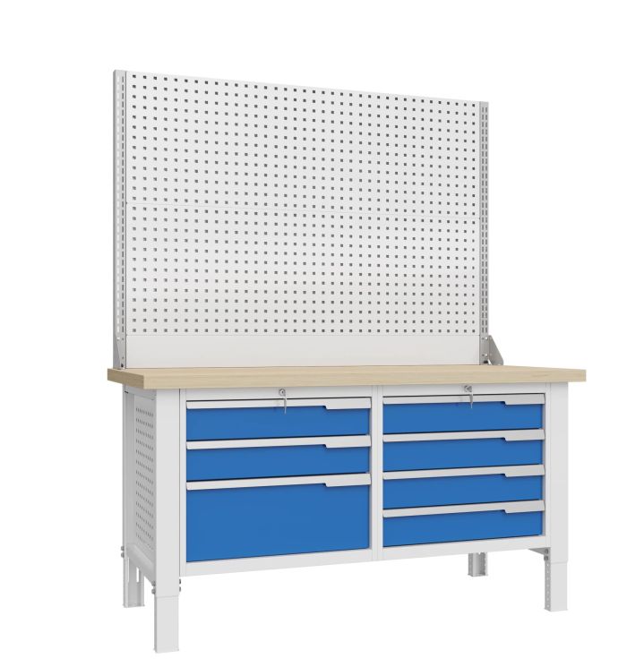 Верстак слесарный Верстакофф CTR 1602.L34.5-2, 2 тумбы, 3+4 ящика, с дв. экраном