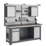 Рабочее место Верстакофф MCN 2052.S68.11-2FR, 2 тумбы, 6 ящиков, дв. экран, подвесные ящики