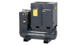 Винтовой компрессор Nordberg NCF10RD, прямой привод, 10 бар, IP23, 960л/мин, 7,5кВт, 300л, с ЧП и осушителем