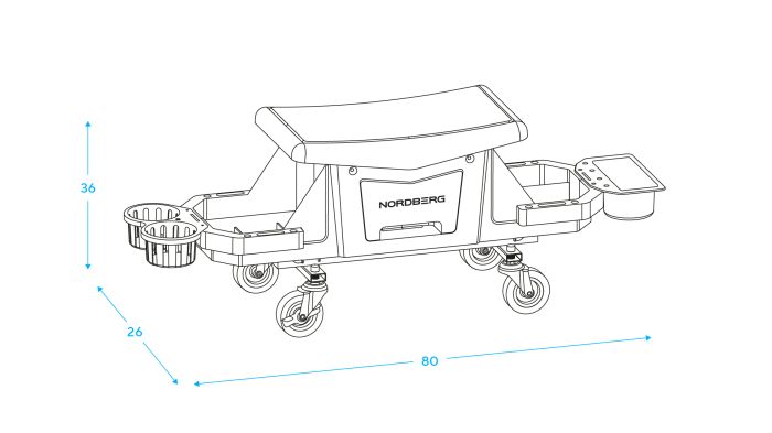 Сиденье ремонтное NORDBERG N30S12, на колёсах, с выдвижным лотком для инструмента