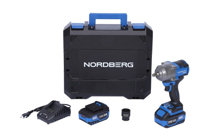 Гайковерт аккумуляторный ударный NORDBERG NE805K, 1/2", 1000 Нм, в кейсе