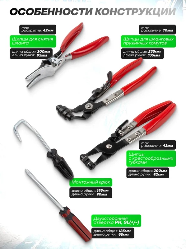 Набор щипцов для снятия и установки хомутов и шлангов Rockforce RF-909G3(17006), 9пр., в кейсе