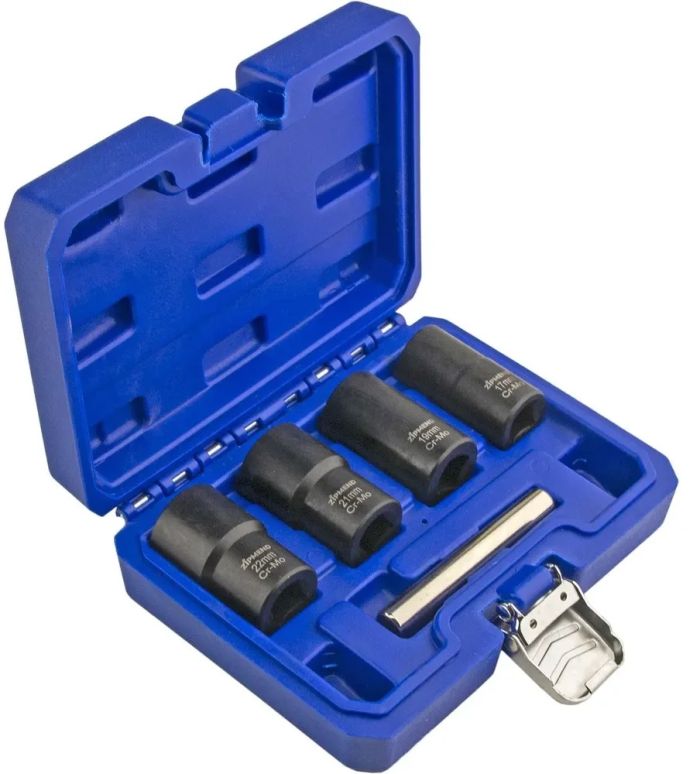 Набор головок экстракторов для поврежденных болтов и гаек ZIPMEND ZS-H042002, 17, 19, 21, 22мм, 1/2'', 5пр.