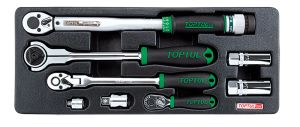 Набор инструмента с трещотками и динамометрическим ключом TOPTUL GCAT0803, 8 пр.