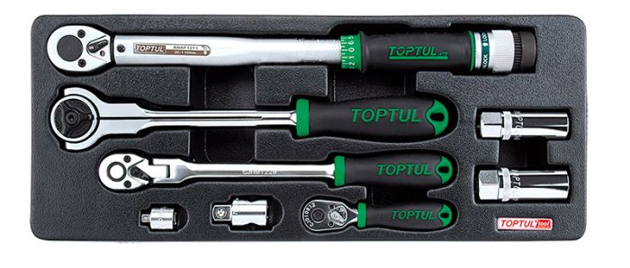 Набор инструмента с трещотками и динамометрическим ключом TOPTUL GCAT0803, 8 пр.