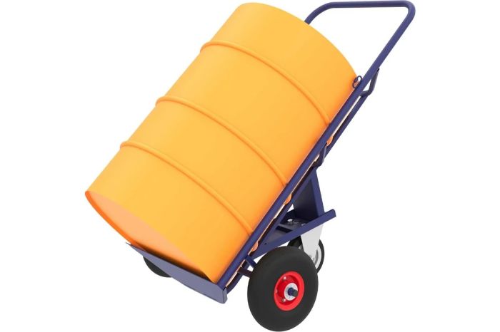 Тележка для бочек 220кг RUSKLAD КБ 2 с литыми колёсами и системой фиксации бочки