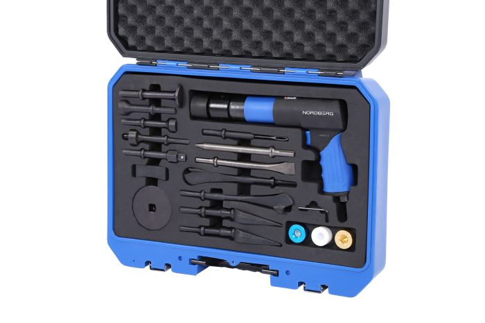 Пневмозубило NORDBERG NP5070K1, 2200уд/мин, комплектом насадок и быстросъемным держателем, 20пр.