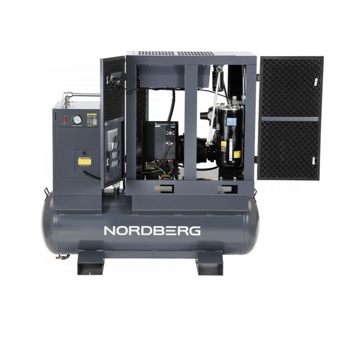 Винтовой компрессор Nordberg NCF20RD, прямой привод, 10 бар, IP23, 2150л/мин, 15кВт, 410л, с ЧП и осушителем