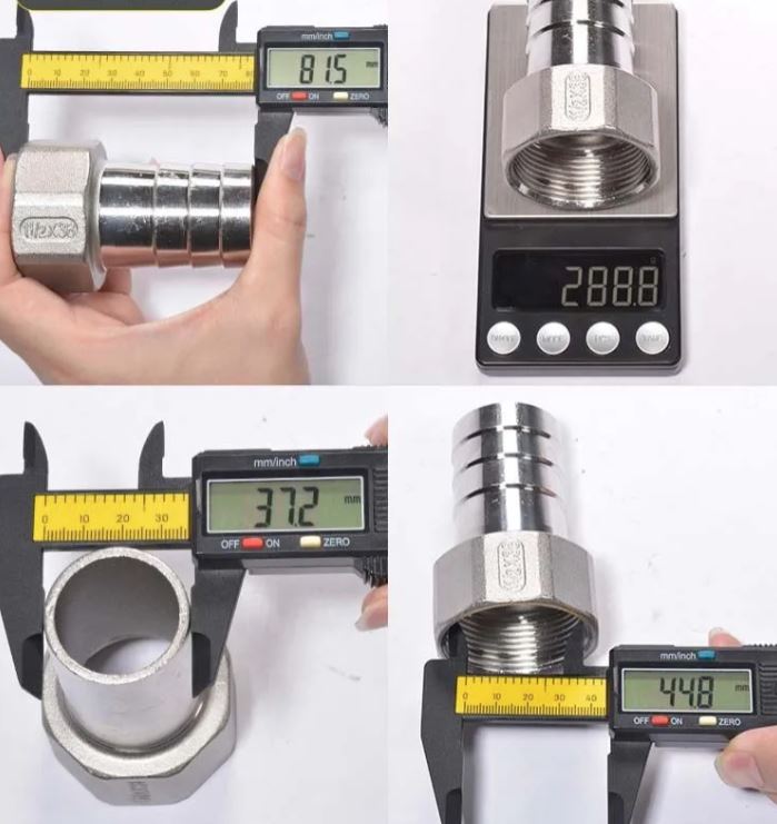 Штуцер нержавеющий внутренняя резьба 1 1/2"x38 мм елочка, с хомутом